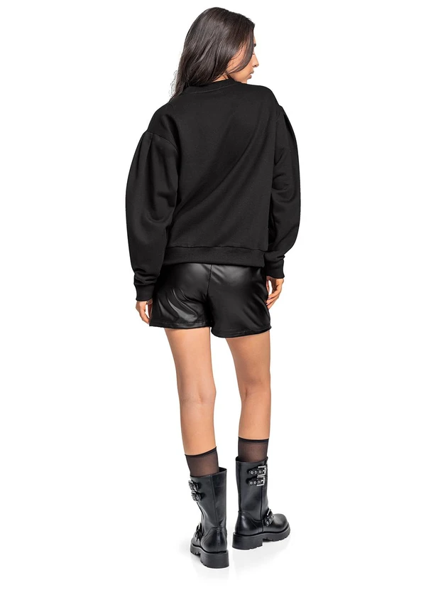 Gloss - Blusão Juvenil em Moletom com Strass Preto 4