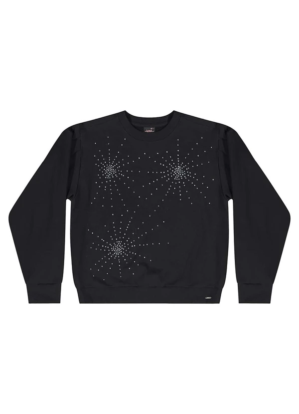 Gloss - Blusão Juvenil em Moletom com Strass Preto 5