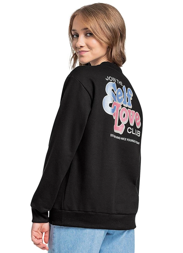 Gloss - Blusão Juvenil em Moletom Preto 2