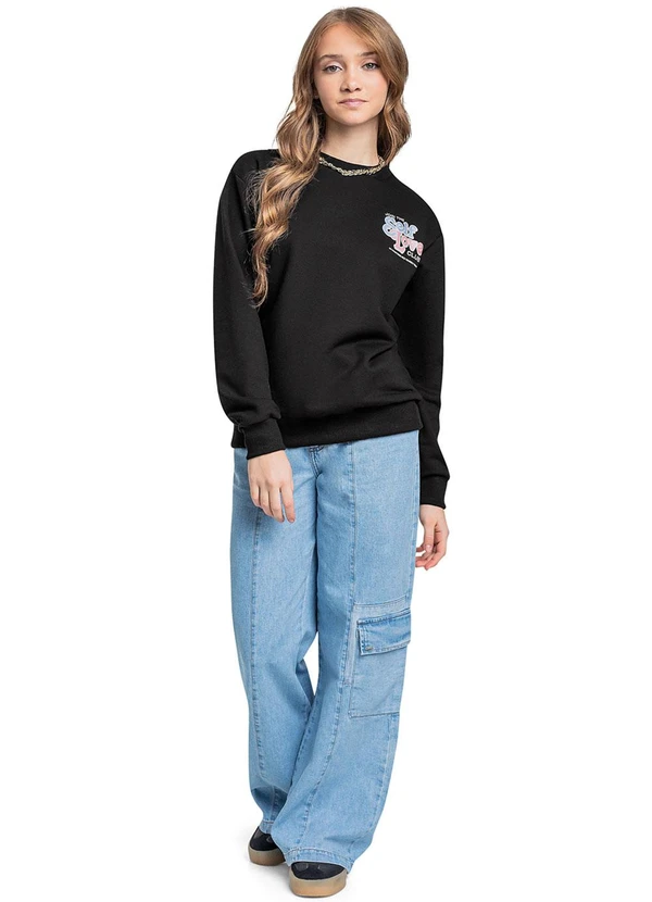 Gloss - Blusão Juvenil em Moletom Preto 3