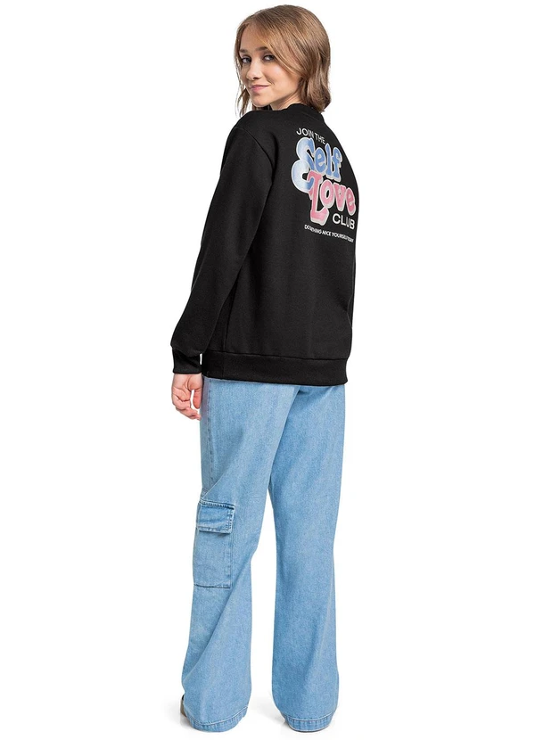 Gloss - Blusão Juvenil em Moletom Preto 4