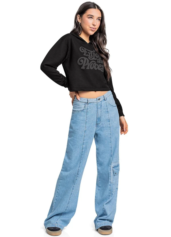 Gloss - Blusão Juvenil em Moletom Preto 3