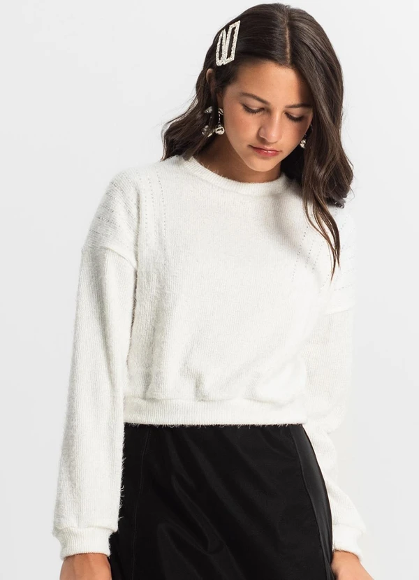 Minty - Blusão Juvenil Feminino em Tricot Bege