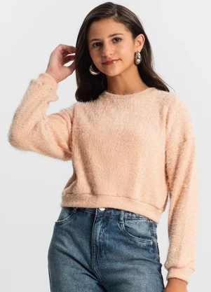 Minty - Blusão Juvenil Feminino em Tricot Rosa - MINTY