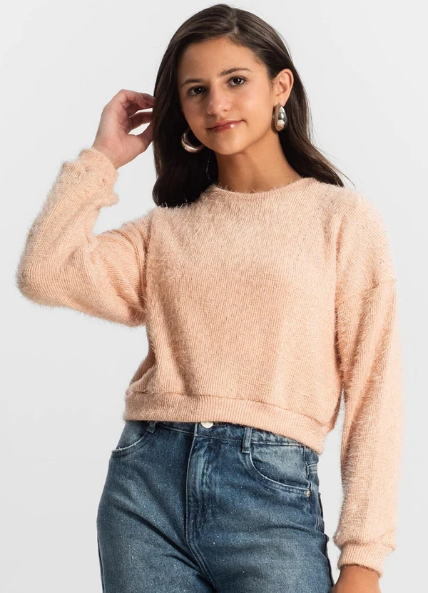 Minty - Blusão Juvenil Feminino em Tricot Rosa