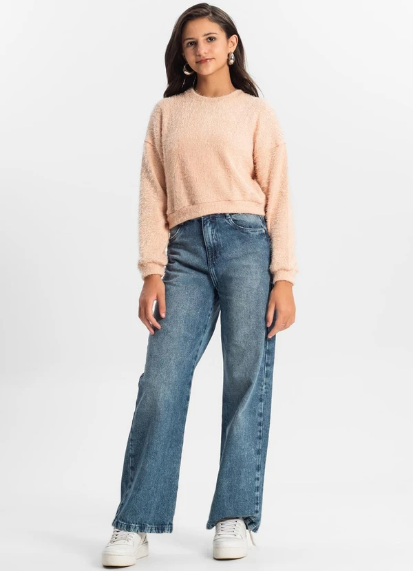 Minty - Blusão Juvenil Feminino em Tricot Rosa 3