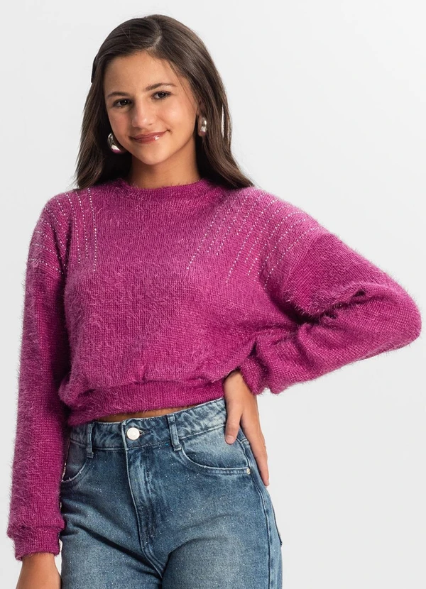 Minty - Blusão Juvenil Feminino em Tricot Roxo