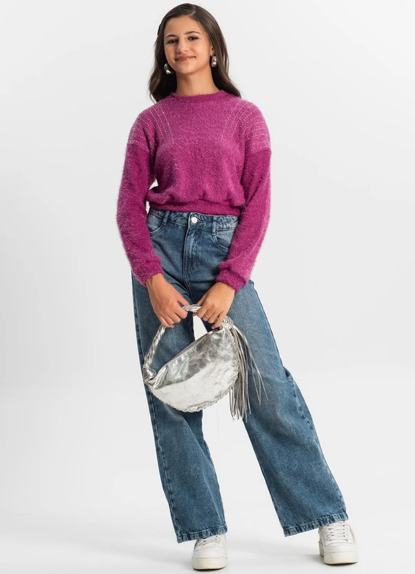 Minty - Blusão Juvenil Feminino em Tricot Roxo 3