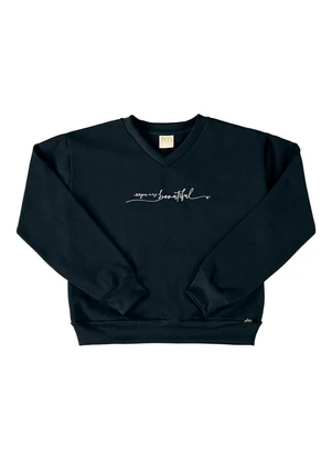 Milli e Nina - Blusão Juvenil Malha Tricot Bordado a Fio Preto - MILLI E NINA