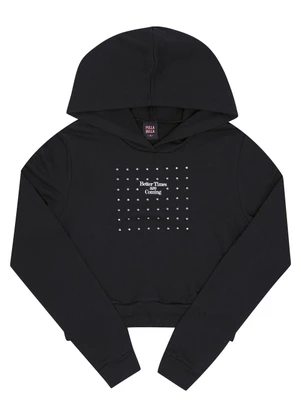 Pulla Bulla - Blusão Juvenil Menina Moletinho Preto - PULLA BULLA