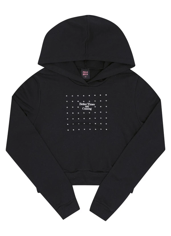 Pulla Bulla - Blusão Juvenil Menina Moletinho Preto