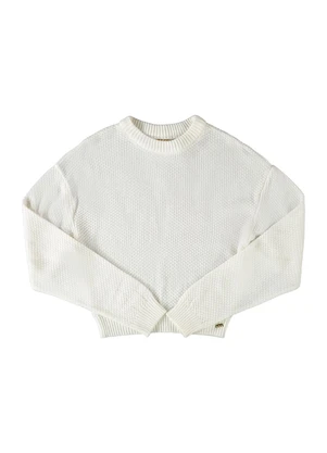 Milli e Nina - Blusão Juvenil Menina Tricô Oversized Bege - MILLI E NINA