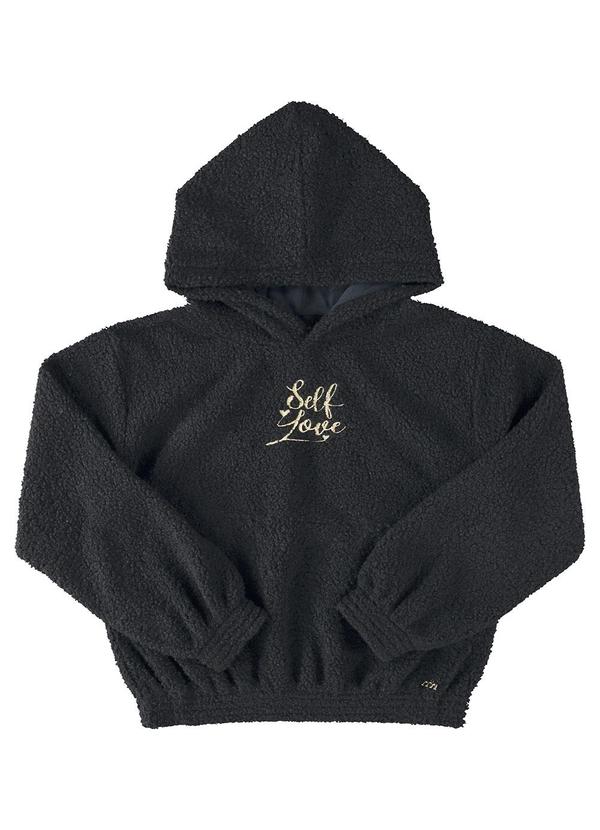 Milli e Nina - Blusão Juvenil Pelo Carneirinho Self Love Preto