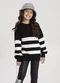 Alakazoo - Blusão Listrado de Tricô Infantil Menina Preto - variação: Preto