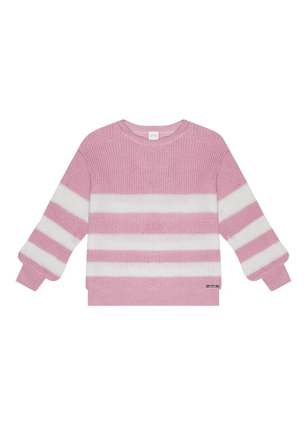 Alakazoo - Blusão Listrado de Tricô Infantil Menina Rosa 3
