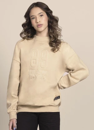 Milli e Nina - Blusão Menina em Moletom Felpado 89 Bege - MILLI E NINA