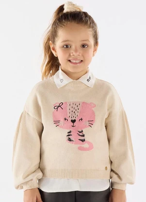 Up Baby - Blusão Menina em Tricot Bege - UP BABY