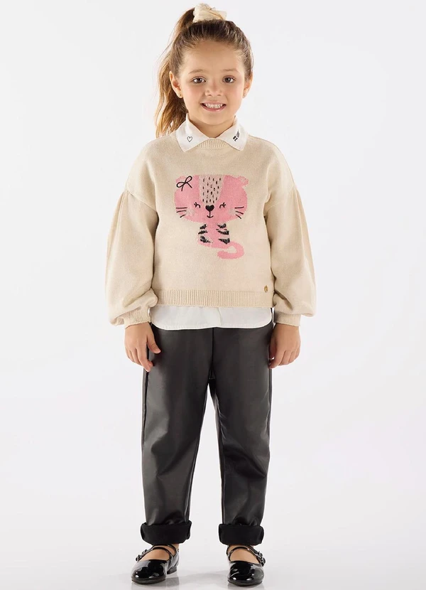 Up Baby - Blusão Menina em Tricot Bege 2