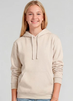 Minty - Blusão Moletom Careca com Capuz  Bege - MINTY