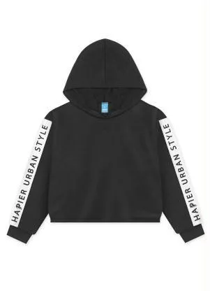 Hapier - Blusão Moletom com Capuz Juvenil Preto - HAPIER