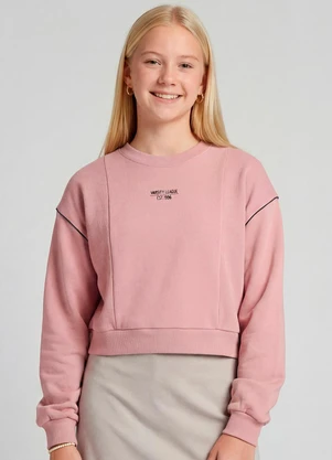 Minty - Blusão Moletom e Ribana com Estampa Rosa - MINTY