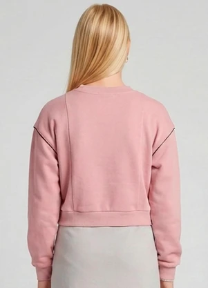 Minty - Blusão Moletom e Ribana com Estampa Rosa - MINTY