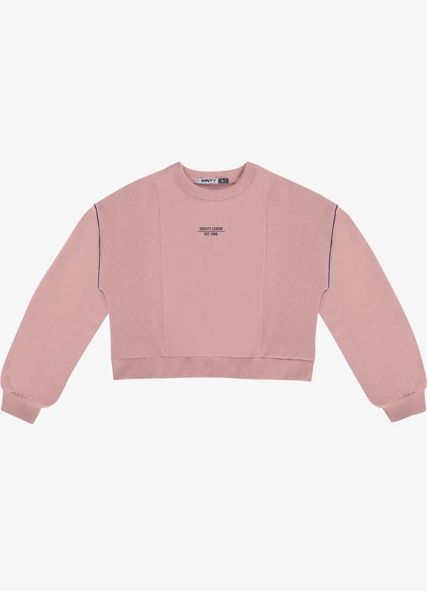 Minty - Blusão Moletom e Ribana com Estampa Rosa 5