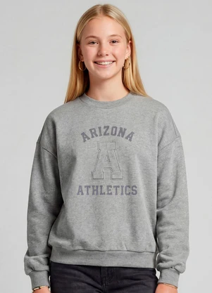 Minty - Blusão Moletom Felpado com Bordado Cinza - MINTY