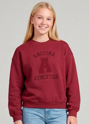 Minty - Blusão Moletom Felpado com Bordado Vermelho - MINTY