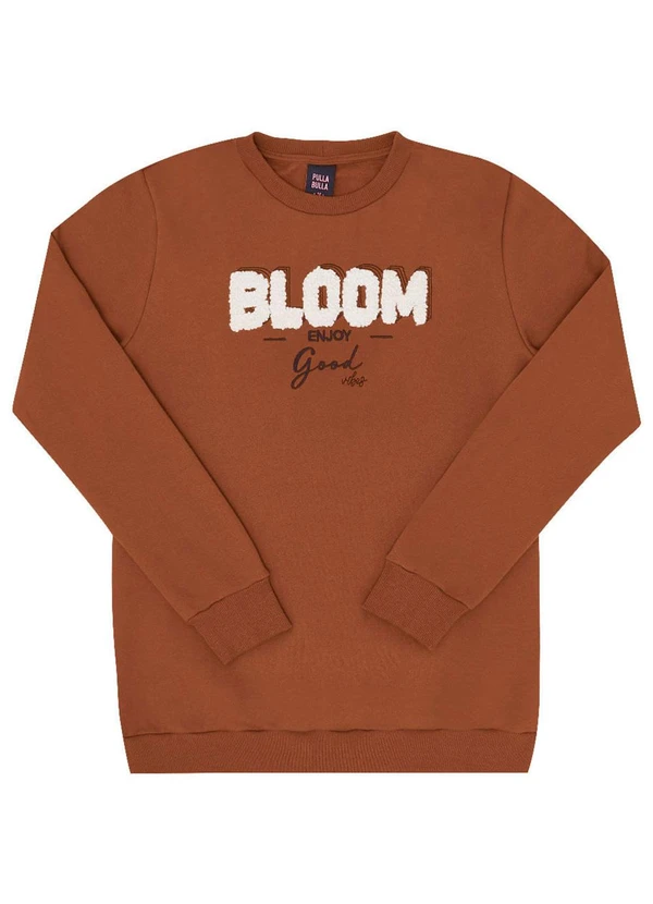 Pulla Bulla - Blusão Moletom Menina Marrom