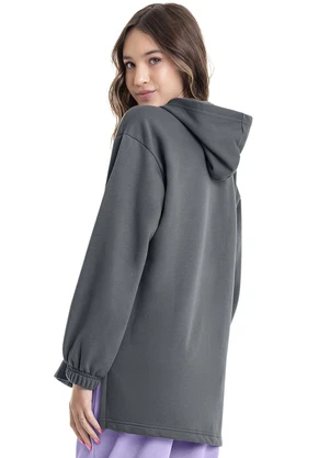 Gloss - Blusão Oversize em Moletom Juvenil Cinza - GLOSS