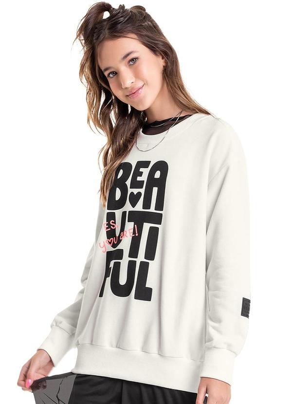 Gloss - Blusão Oversize em Moletom Juvenil Off White