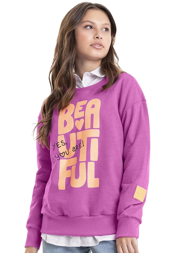 Gloss - Blusão Oversize em Moletom Juvenil Rosa