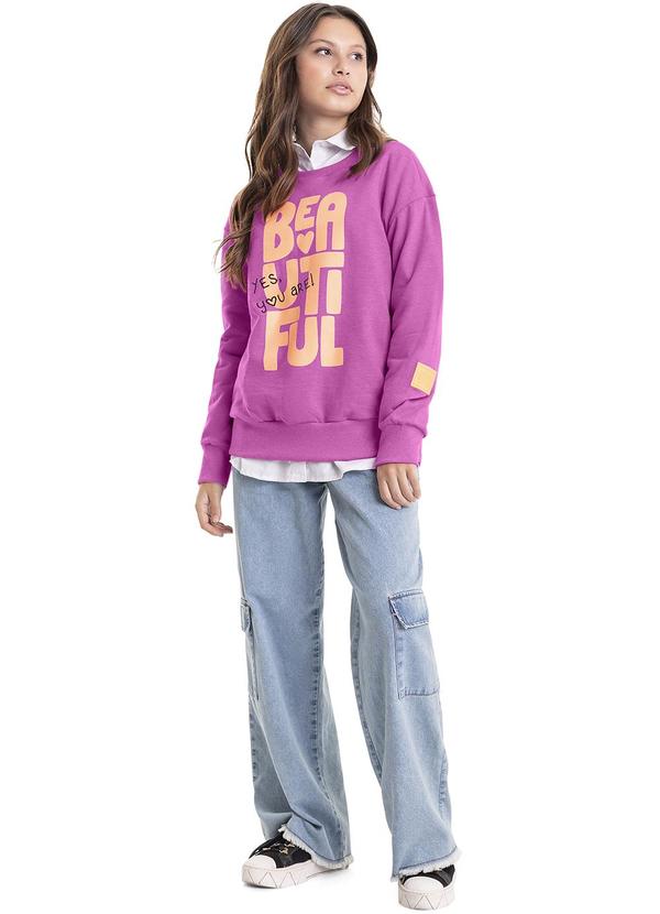 Gloss - Blusão Oversize em Moletom Juvenil Rosa 2