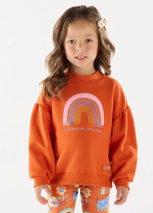 Up Baby - Blusão para Menina em Moletom Laranja - UP BABY