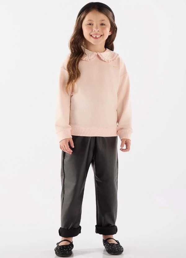 Up Baby - Blusão para Menina em Moletom Rosa 2