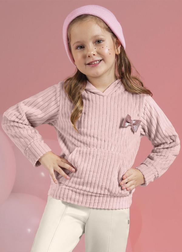 Cativa Kids - Blusão Peluciado com Aviamendo Rosa
