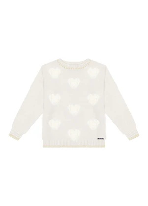 Alakazoo - Blusão Tricô com Corações e Fios de Lurex Off White - ALAKAZOO