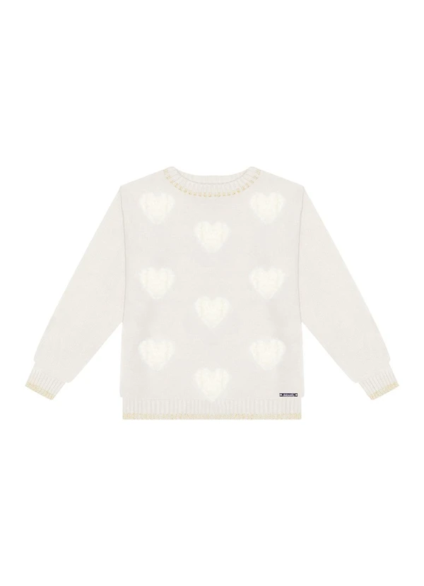 Alakazoo - Blusão Tricô com Corações e Fios de Lurex Off White 1