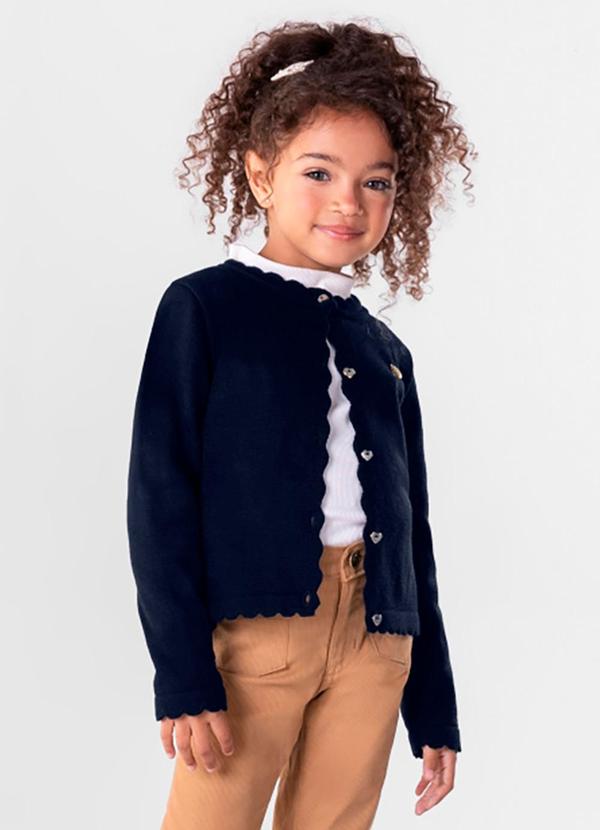 Brandili Mundi - Cardigã Tricô Infantil Menina Azul