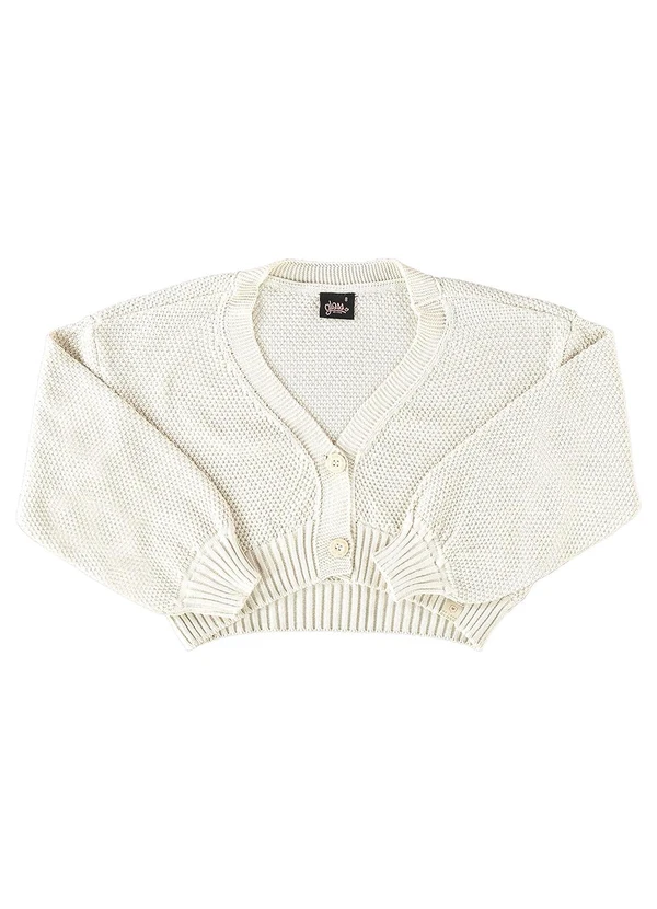Gloss - Cardigan Cropped em Tricô Juvenil Bege 3