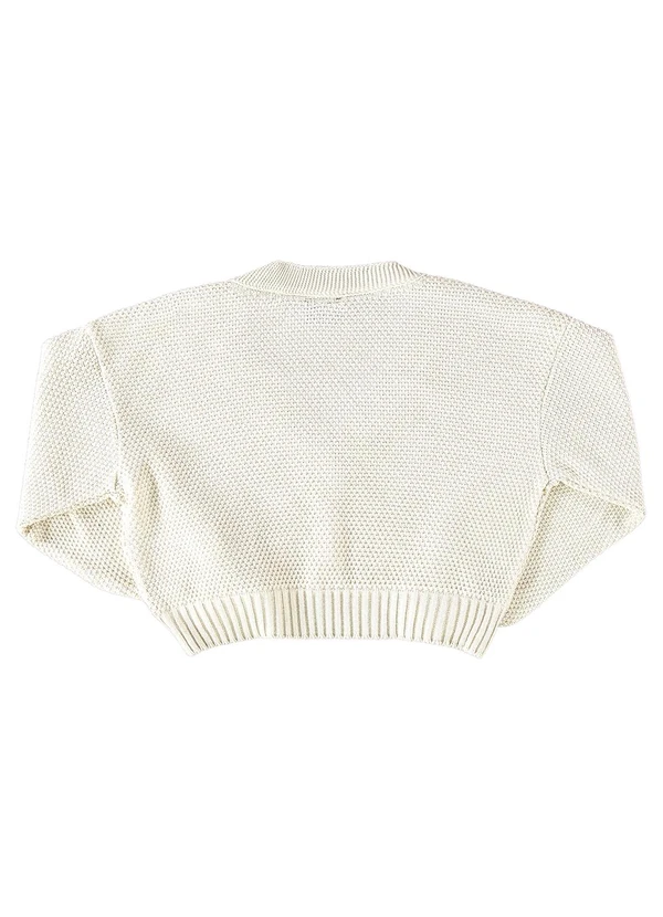 Gloss - Cardigan Cropped em Tricô Juvenil Bege 4
