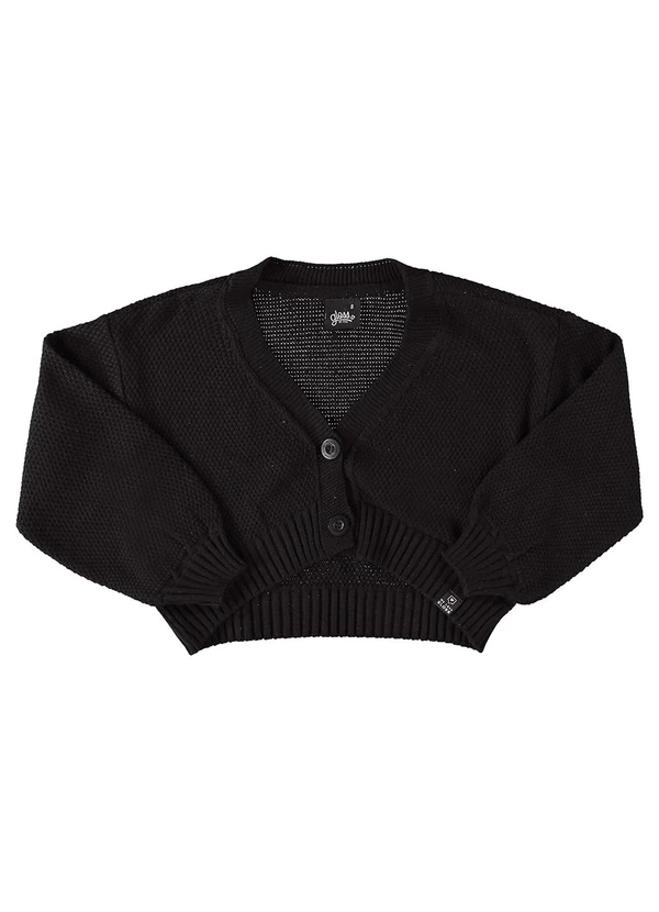 Gloss - Cardigan Cropped em Tricô Juvenil Preto 3