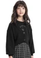 Gloss - Cardigan Cropped em Tricô Juvenil Bege - variação: Preto