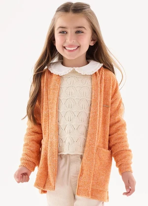 Up Baby - Cardigan Infantil Menina Laranja - UP BABY