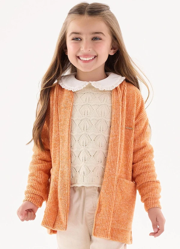 Up Baby - Cardigan Infantil Menina Laranja