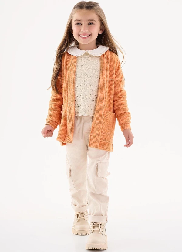Up Baby - Cardigan Infantil Menina Laranja 2