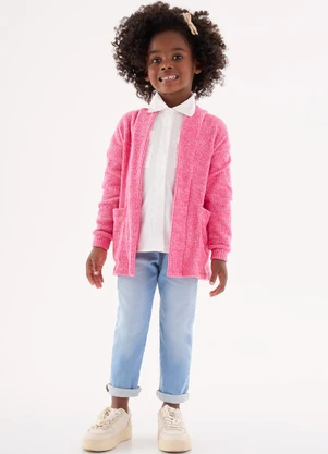 Up Baby - Cardigan em Pu Infantil para Menina Rosa - UP BABY