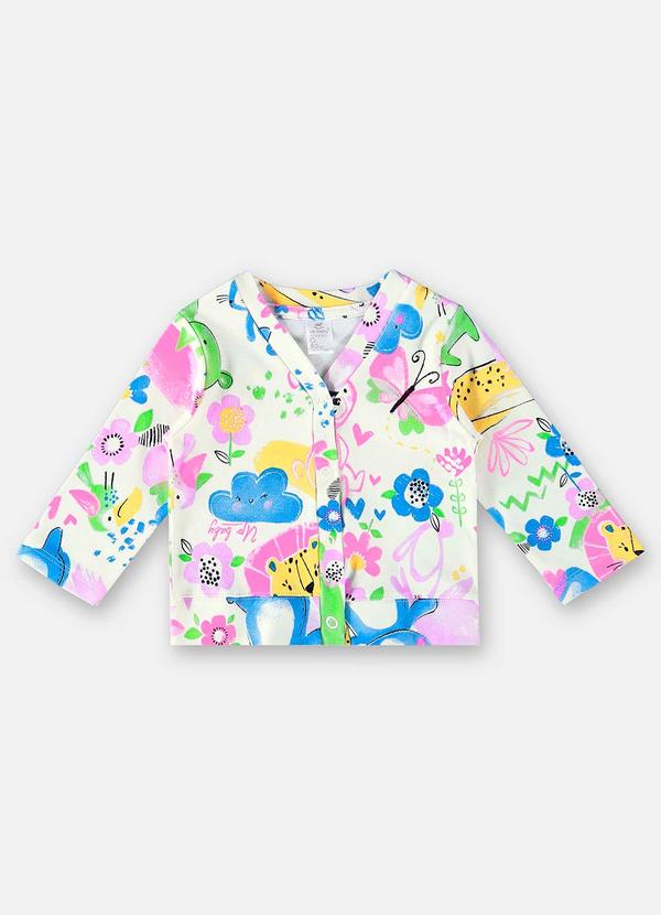 Up Baby - Cardigan em Suedine Bebê Menina Off White