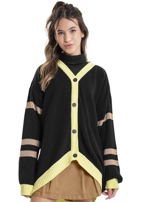 Gloss - Cardigan em Tricô Juvenil Preto - GLOSS